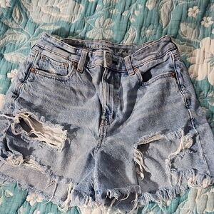 American Eagle Outfitters Women's Distressed Blue Jean Shorts